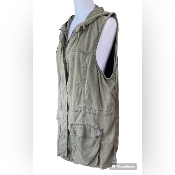 Kenneth Cole Reaction Olive Green Military Hooded Vest - Picture 12 of 12